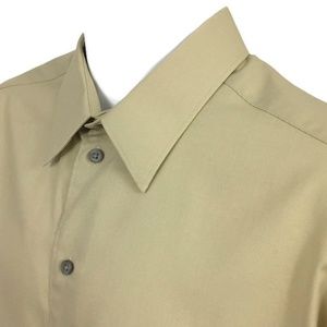Dockers Men's Large Button-up Front Long Sleeve Solid Tan Color Shirt
